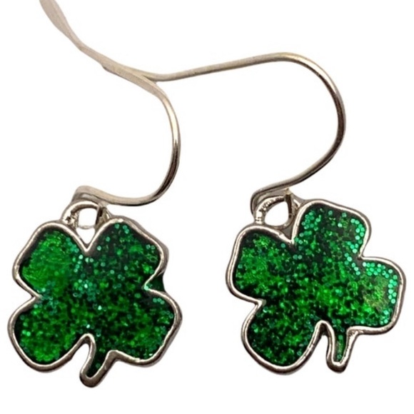 ENAMEL Glitter Shamrock Earrings - Picture 1 of 5